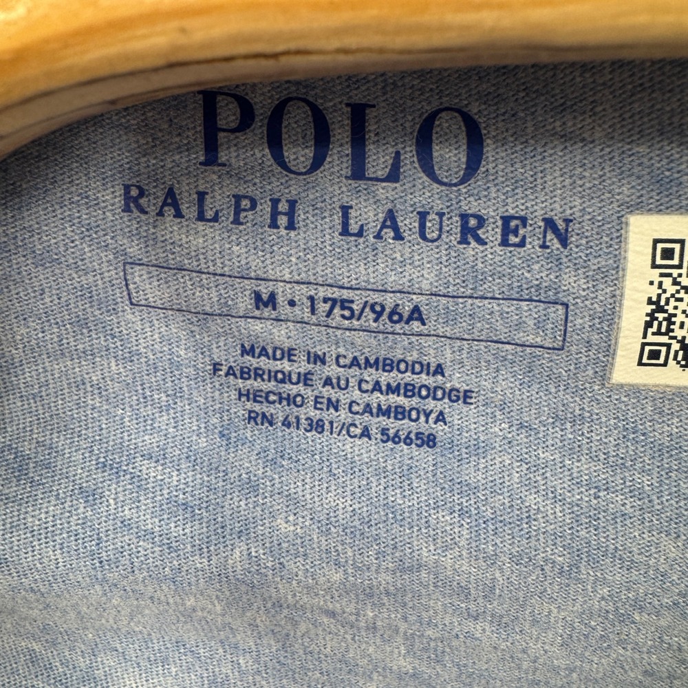 Polo Ralph Lauren Shirt Mens Medium Blue Crew Neck Short Sleeve Pony Logo Casual - Picture 6 of 10